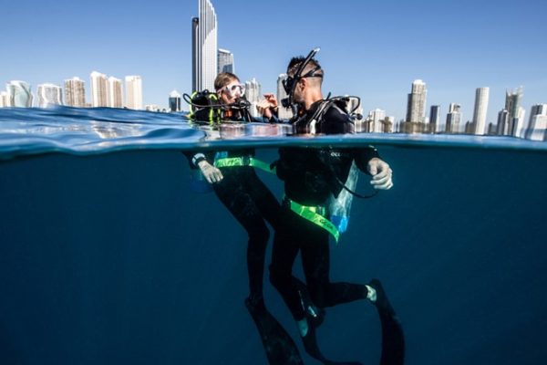 dive-attraction-divers-with-surfers-skyline dive-attraction-divers-with-surfers-skyline